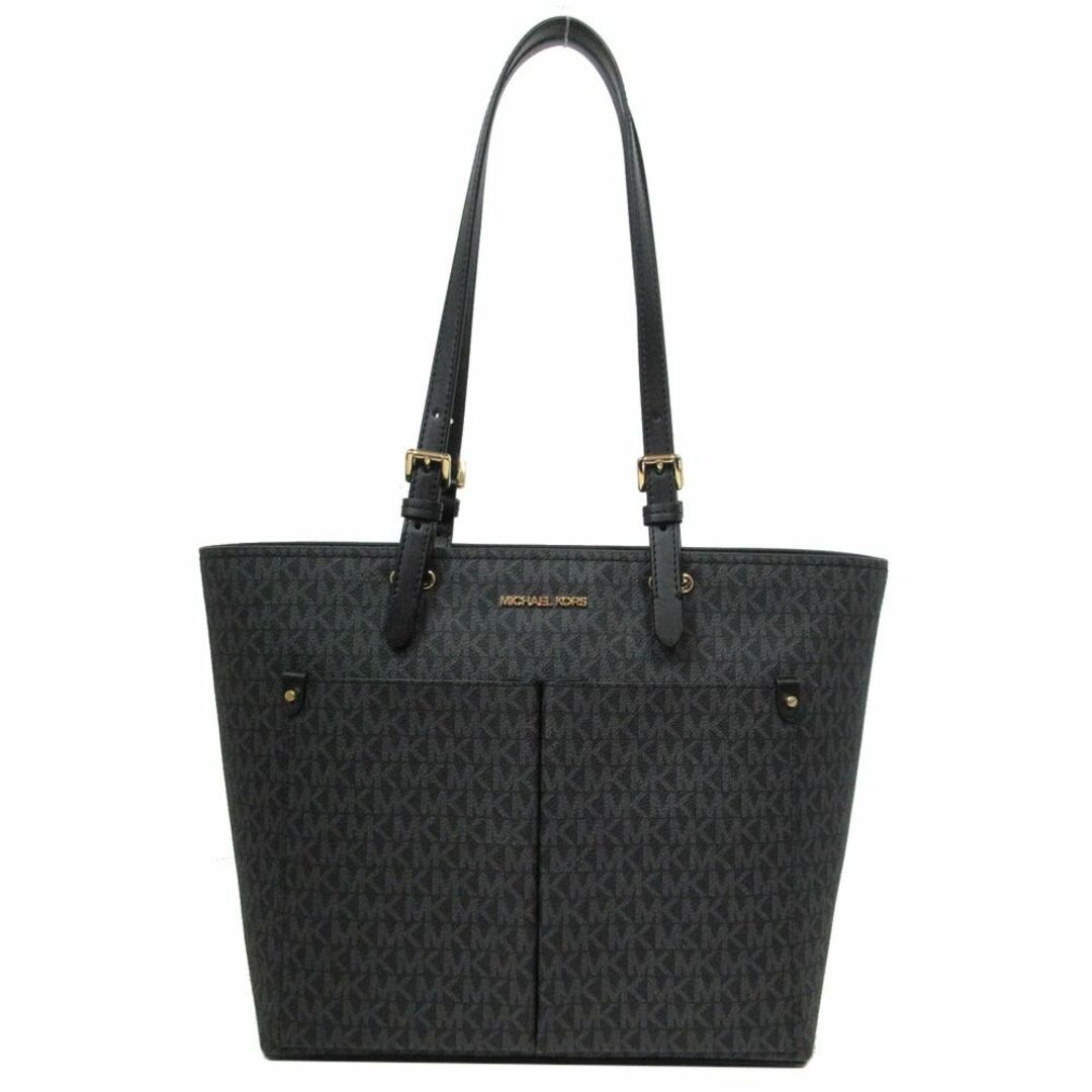 Michael Kors(マイケルコース)の【新品】マイケルコース バッグ トートバッグ MICHAEL KORS MKシグネチャー ジェット セット トラベル ミディアム ダブル ポケット トート 肩掛け 35F3GTVT3B BLACK(ブラック)アウトレット レディース レディースのバッグ(トートバッグ)の商品写真