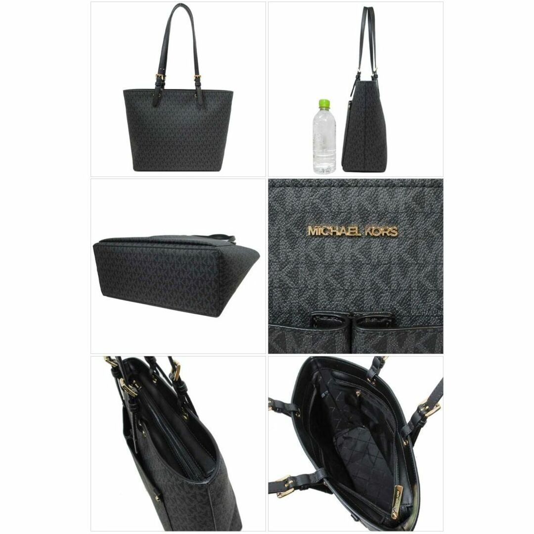 Michael Kors(マイケルコース)の【新品】マイケルコース バッグ トートバッグ MICHAEL KORS MKシグネチャー ジェット セット トラベル ミディアム ダブル ポケット トート 肩掛け 35F3GTVT3B BLACK(ブラック)アウトレット レディース レディースのバッグ(トートバッグ)の商品写真