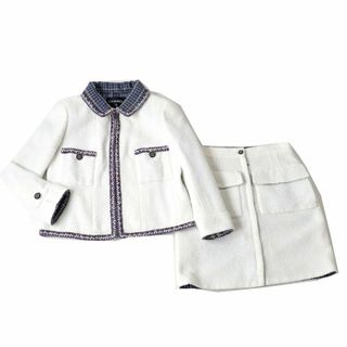 美品 CHANEL シャネル セットアップ 38(M) ウール 他 03A スーツ ノーカラージャケット スカート レディース AM4872W3