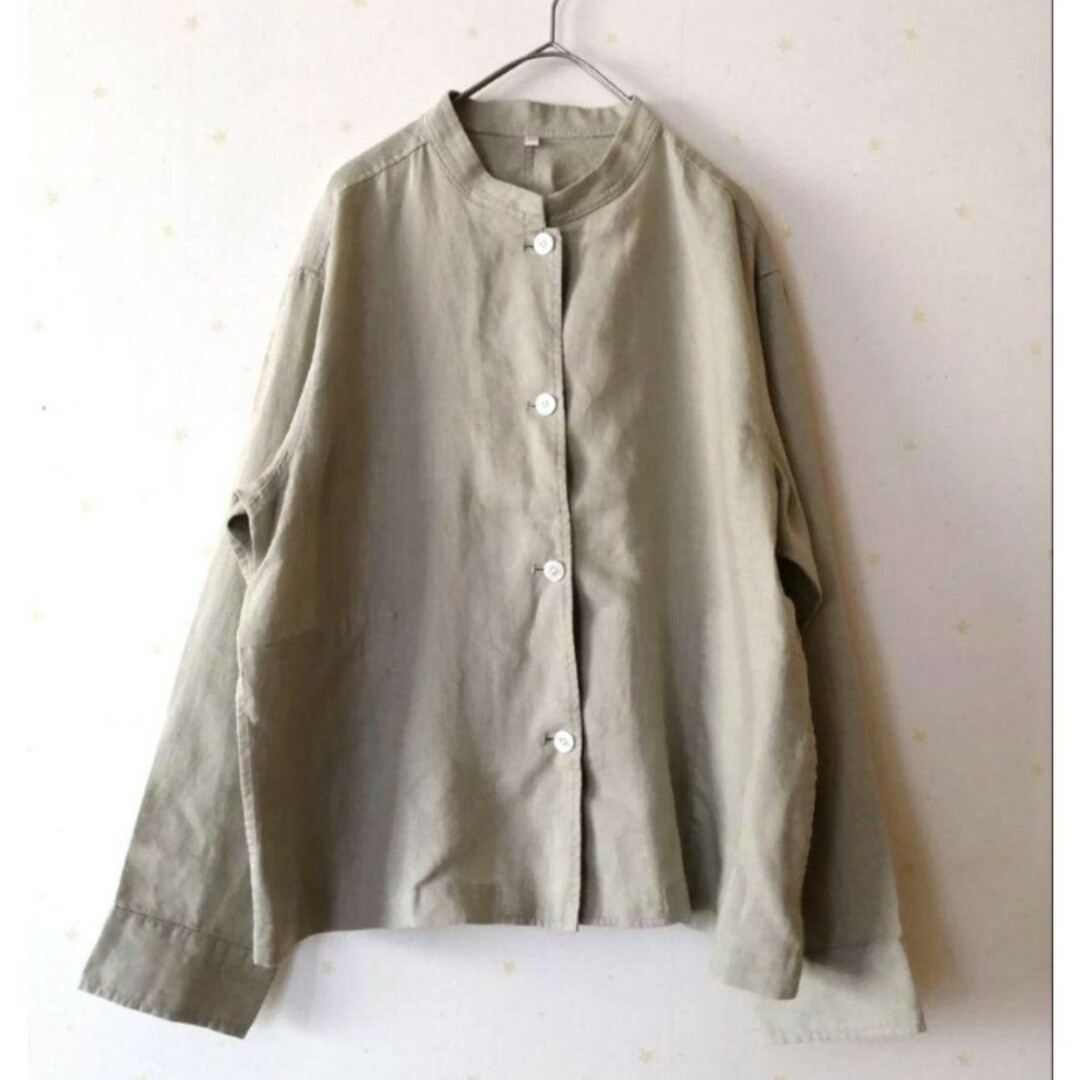 MUJI (無印良品)(ムジルシリョウヒン)の無印良品リネンシャツジャケット⭐ペールグリン レディースのジャケット/アウター(テーラードジャケット)の商品写真