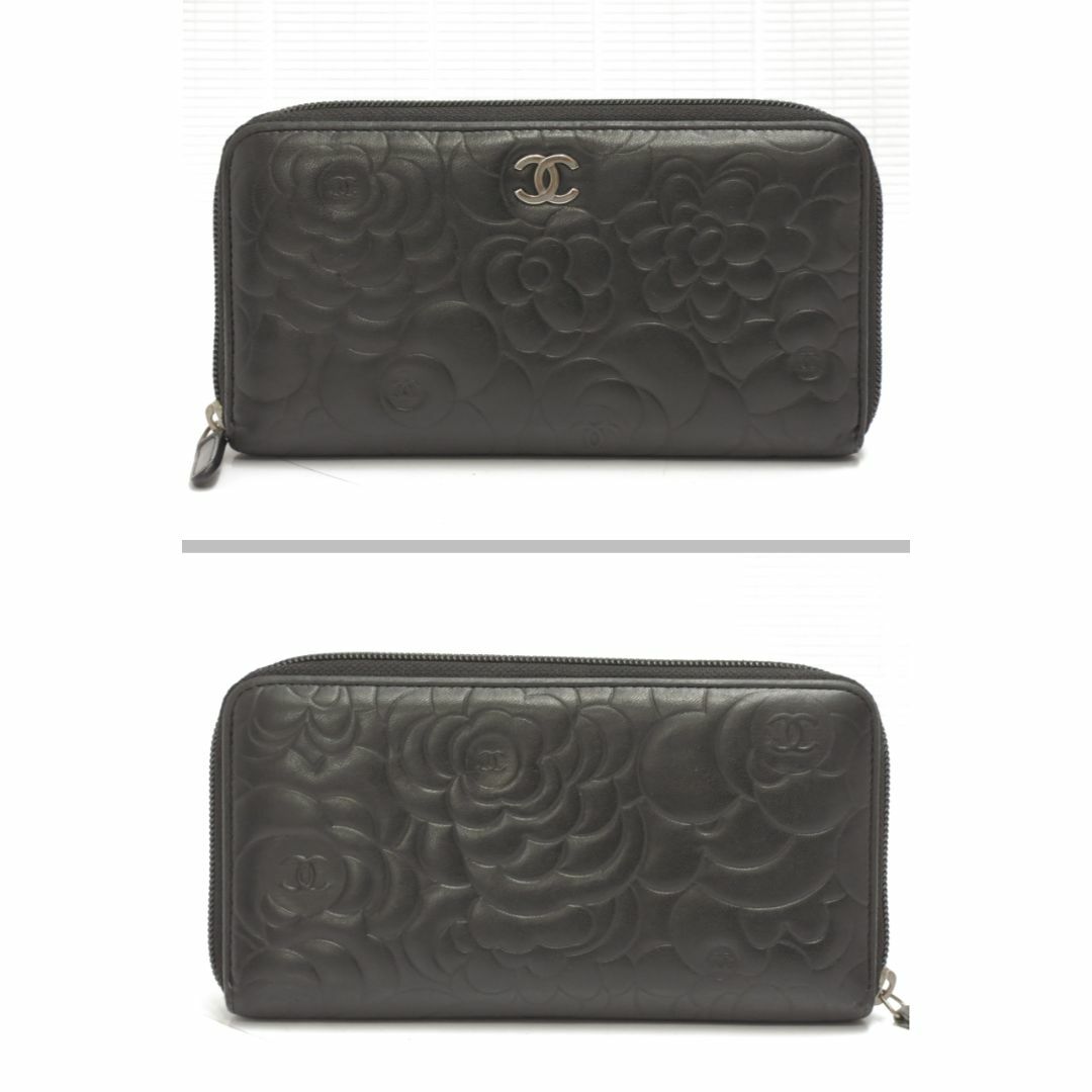 CHANEL - シャネル ラムスキン ラウンドファスナー 長財布 カメリア