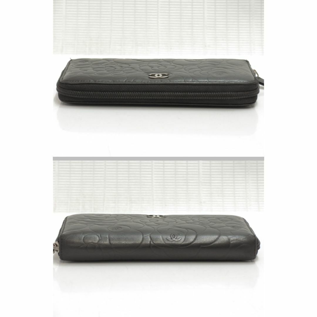 CHANEL - シャネル ラムスキン ラウンドファスナー 長財布 カメリア