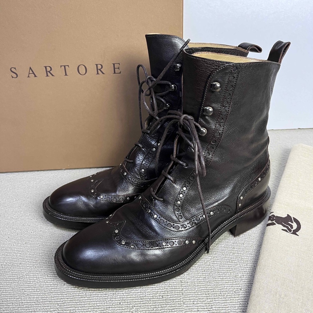 SARTORE - 36.5 SARTORE レースアップ ショートブーツ ブラウン ...