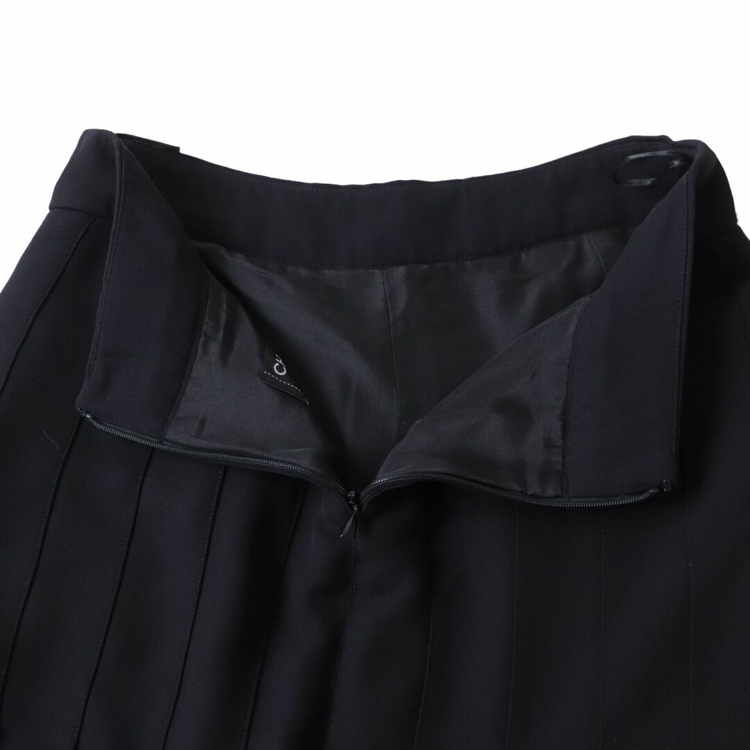 極美品◎正規品 フランス製 CHANEL シャネル P44325 レディース ココマークプレート付き シルク100％ プリーツスカート ブラック 黒 36 4