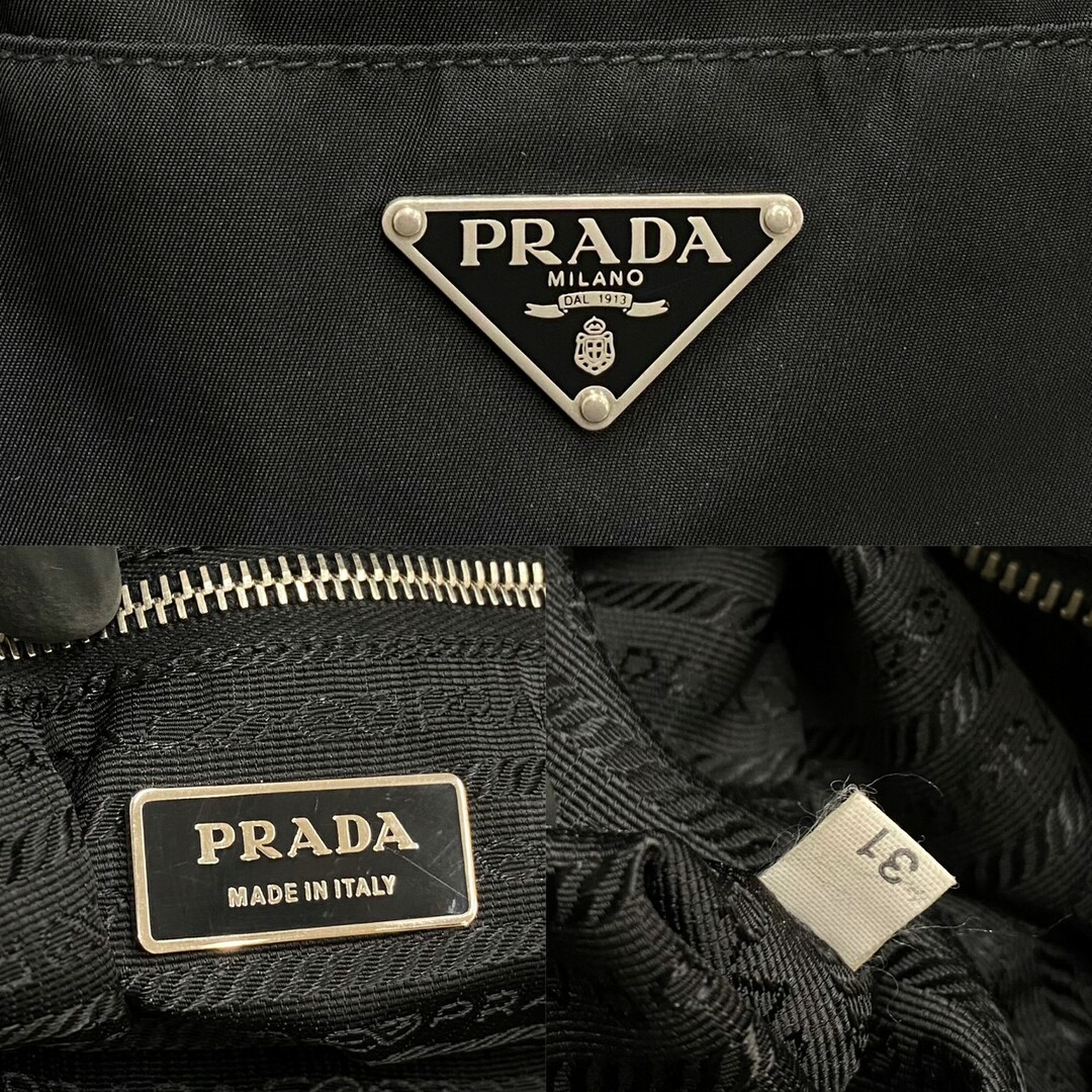 美品 PRADA プラダ 三角ロゴ 金具 ナイロン レザー 本革 トートバッグ ハンドバッグ ビジネスバッグ A4収納可能 ブラック 75649