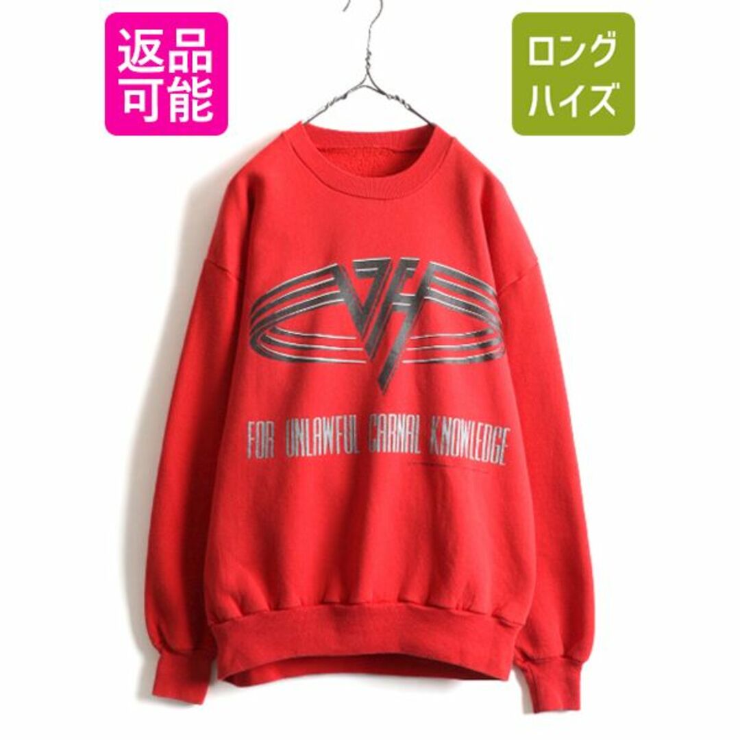 トップス90s VAN HALEN プリント スウェット XL オフィシャル 当時物 赤