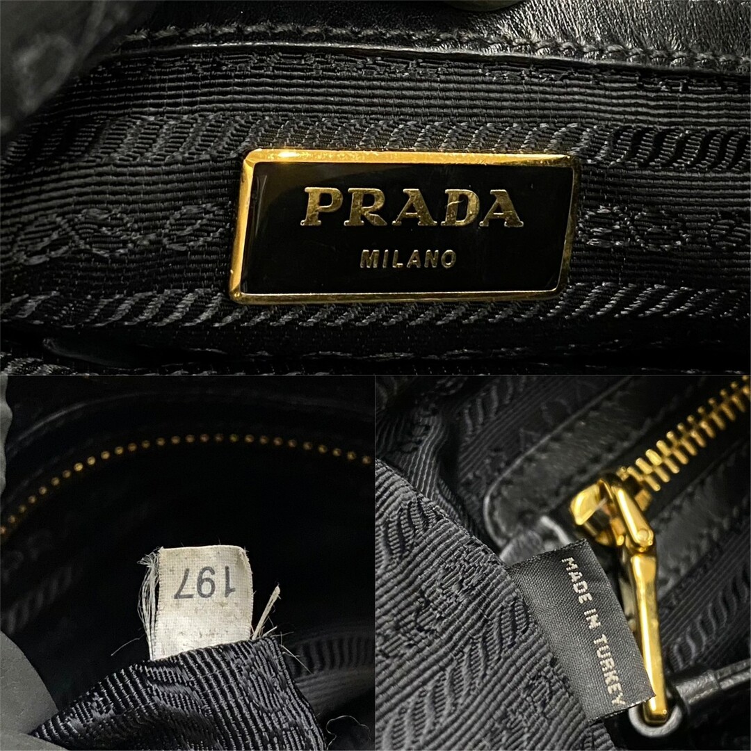 PRADA - 美品 希少品 PRADA プラダ 三角 ロゴ 金具 キャンバス レザー