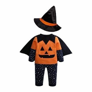 80cm　男の子かぼちゃマント帽子上下セット　ハロウィン子供仮装コスプレ(セレモニードレス/スーツ)