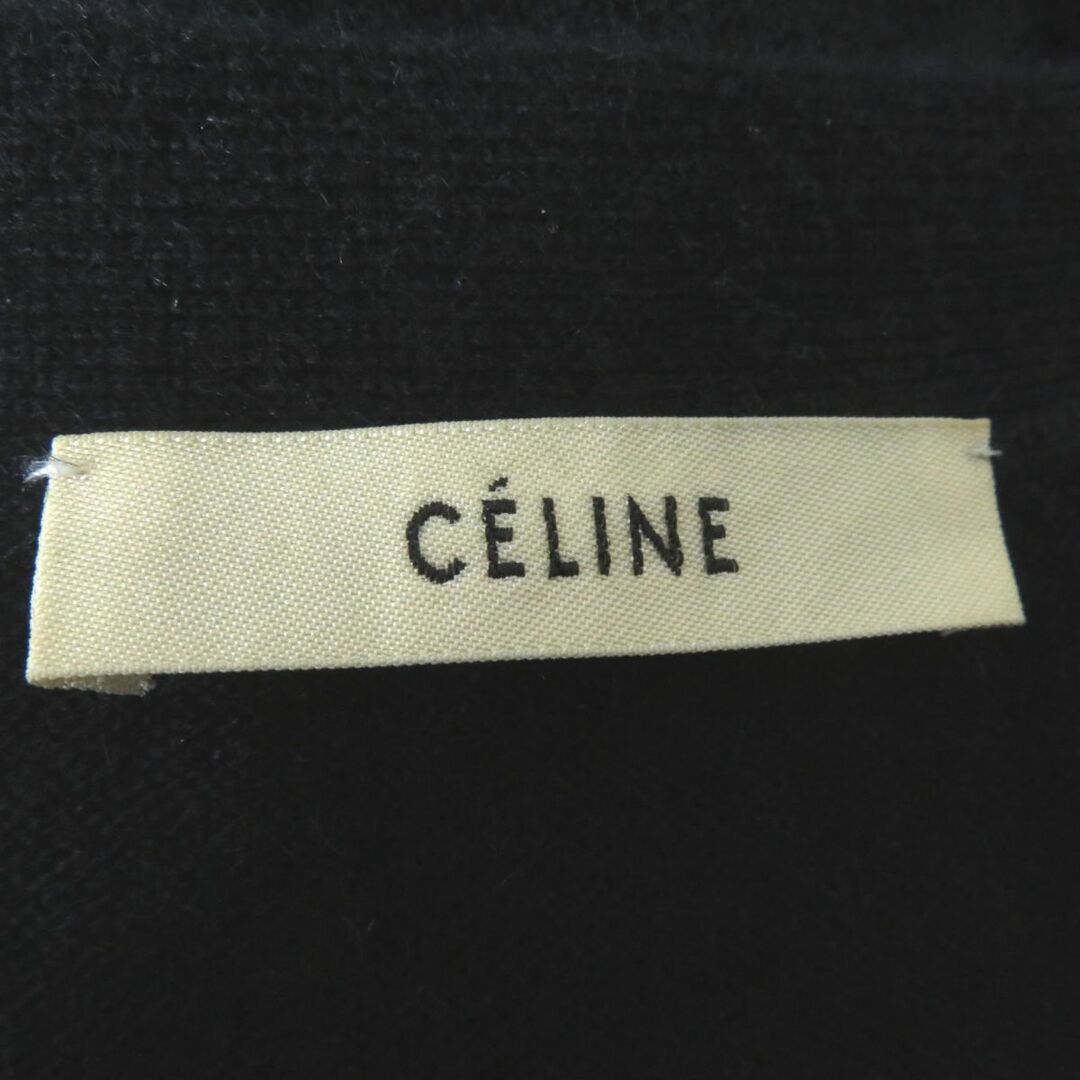 美品◎正規品 伊製 CELINE セリーヌ 25L255979 レディース カシミヤ100％ 配色デザイン ニットカーディガン ロゴ刺繍 ボルドー×紺 XS