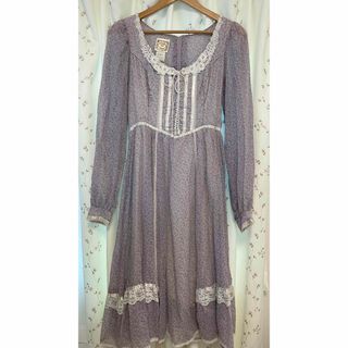 ガニーサックス(GUNNE SAX)の70s GUNNE SAX長袖花柄ワンピース(ロングワンピース/マキシワンピース)