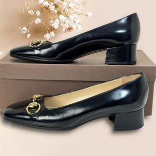 Gucci - ☆美品☆GUCCI ホースビット パンプス ミドルヒール 36.5