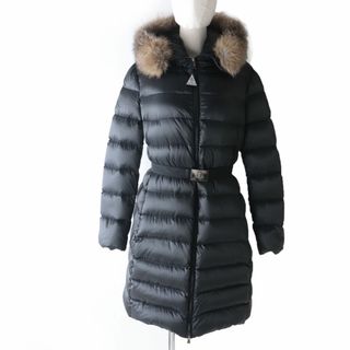 モンクレール(MONCLER)の美品☆正規品 MONCLER モンクレール 2019年 TINUV ティヌヴ ベルト・ブルーフォックスファー・フード付き ロングダウンコート ブラック 4(ダウンコート)