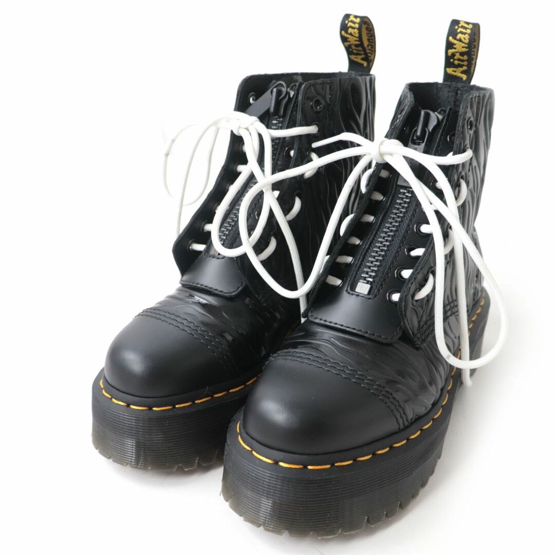 極美品☆Dr.Martens ドクターマーチン WMS 26704001 SINCLAIR シンクレア ゼブラ エンボス レザーブーツ ブラック レディース UK4 箱付き