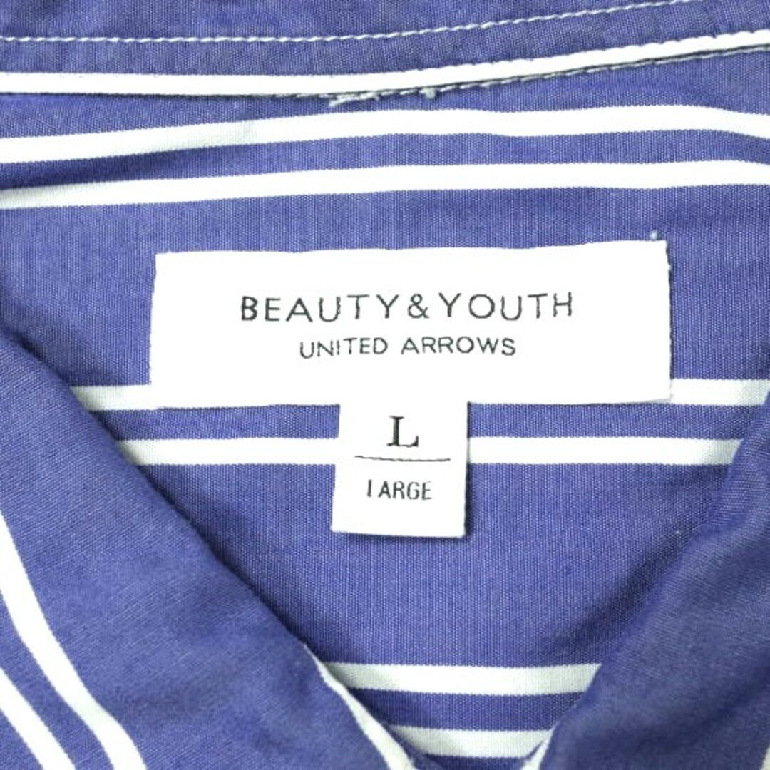 BEAUTY&YOUTH UNITED ARROWS(ビューティアンドユースユナイテッドアローズ)のBEAUTY&YOUTH UNITED ARROWS ビューティーアンドユース ユナイテッドアローズ ブルーストライプワイドフォルムシャツ 1211-178-7421 L BLUE 長袖 レギュラーカラー トップス【中古】【BEAUTY&YOUTH UNITED ARROWS】 メンズのトップス(シャツ)の商品写真