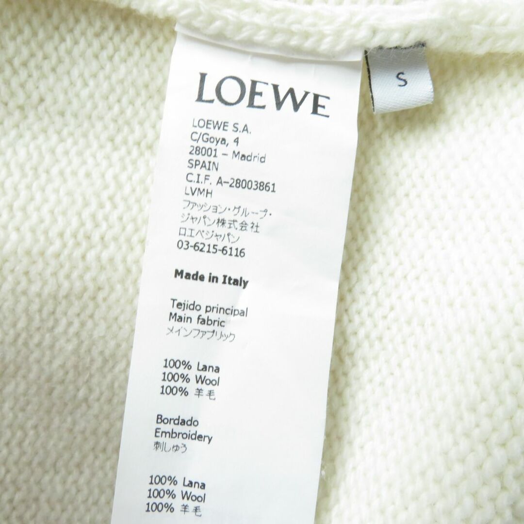 LOEWE(ロエベ)の極美品☆正規品 LOEWE ロエベ D3299690CO ポンポン ロゴ刺繍 クルーネック 長袖 ニット/セーター/トップス アイボリー×レッド S 伊製 レディースのトップス(ニット/セーター)の商品写真