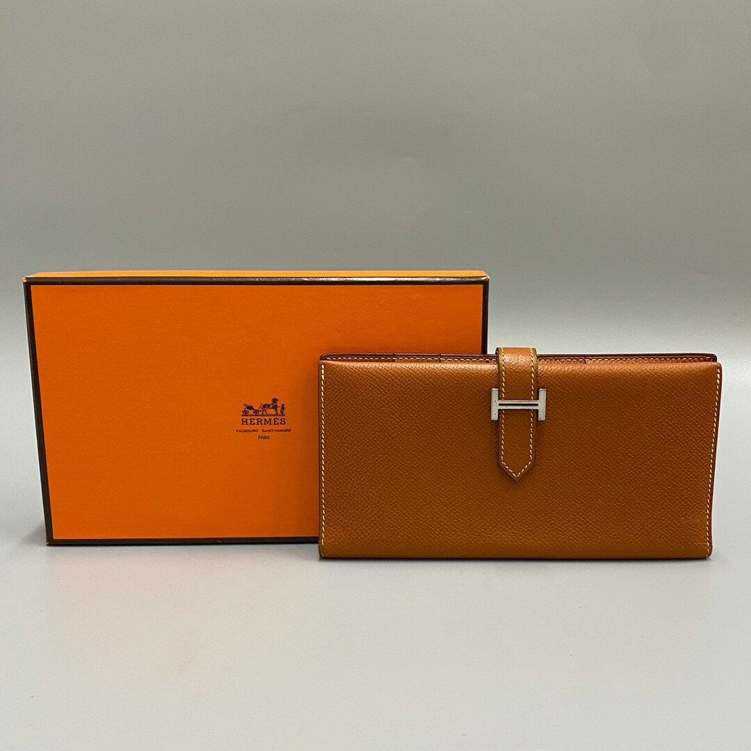 【美品】HERMES エルメス ベアン 長財布 ブラウン