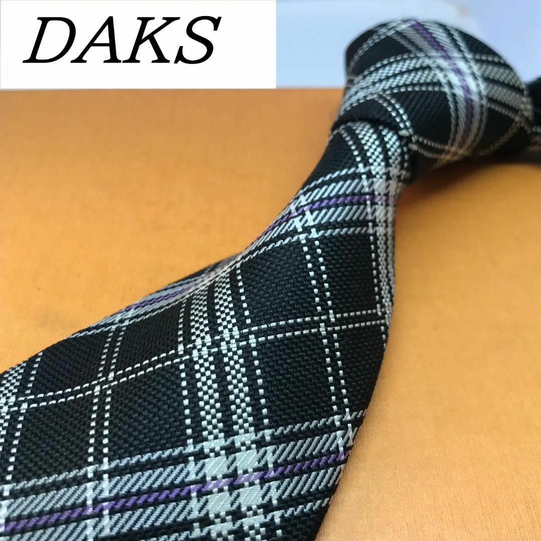 DAKS(ダックス)の美品 ★ DAKS★  ブランド ネクタイ シルク ネイビー系 格子柄 メンズのファッション小物(ネクタイ)の商品写真