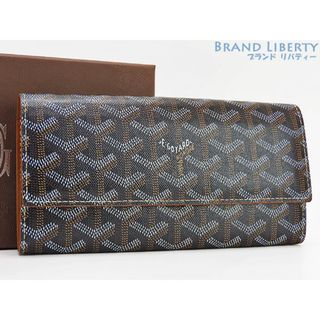 ゴヤール(GOYARD)のレアほぼ新品ゴヤールヴァレンヌ二つ折り長財布ブラックブラウンイエロー(長財布)