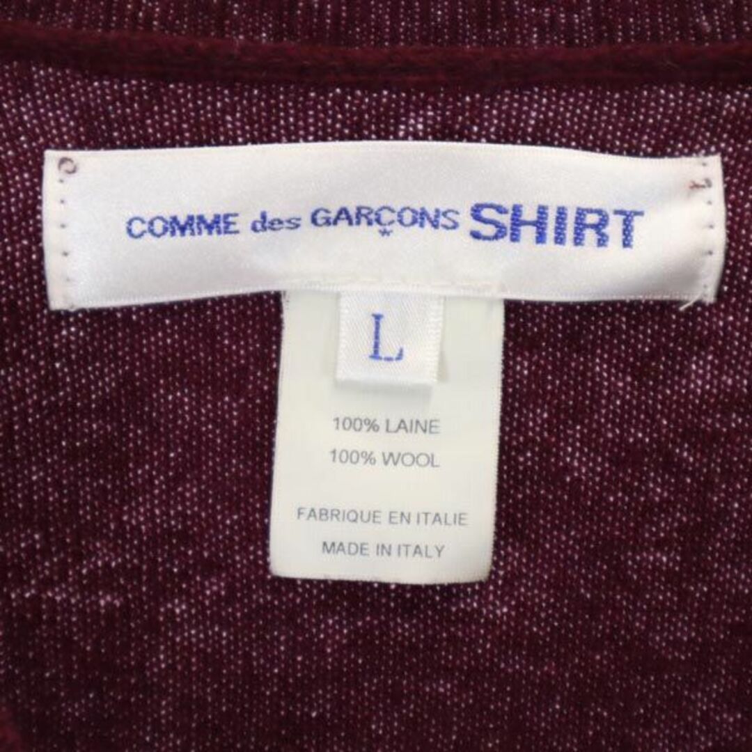 L着丈コムデギャルソンシャツ ウール100％ イタリア製 Vネック ニット L パープル系 COMME des GARCONS SHIRT 長袖 セーター メンズ   【231020】