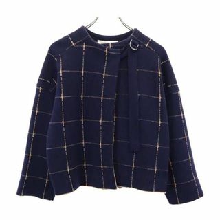 クロエ(Chloe)のクロエ イタリア製 カシミヤウール チェック ニット カーディガン XS ネイビー Chloe レディース 【中古】  【231020】(カーディガン)