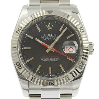 ロレックス(ROLEX)の【本物保証】 箱・保付 新品同様 ロレックス ROLEX デイトジャスト ターノグラフ メンズ 自動巻き 腕時計 黒文字盤 116264 V番 希少 レア(腕時計(アナログ))