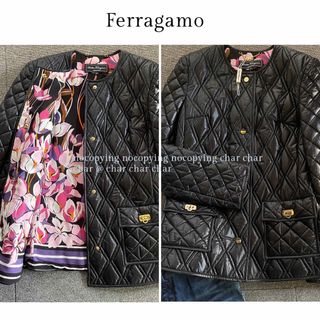 サルヴァトーレフェラガモ(Salvatore Ferragamo)の新品未使用 Ferragamo オリジナルスカーフ柄 ダウンジャケット(ダウンジャケット)