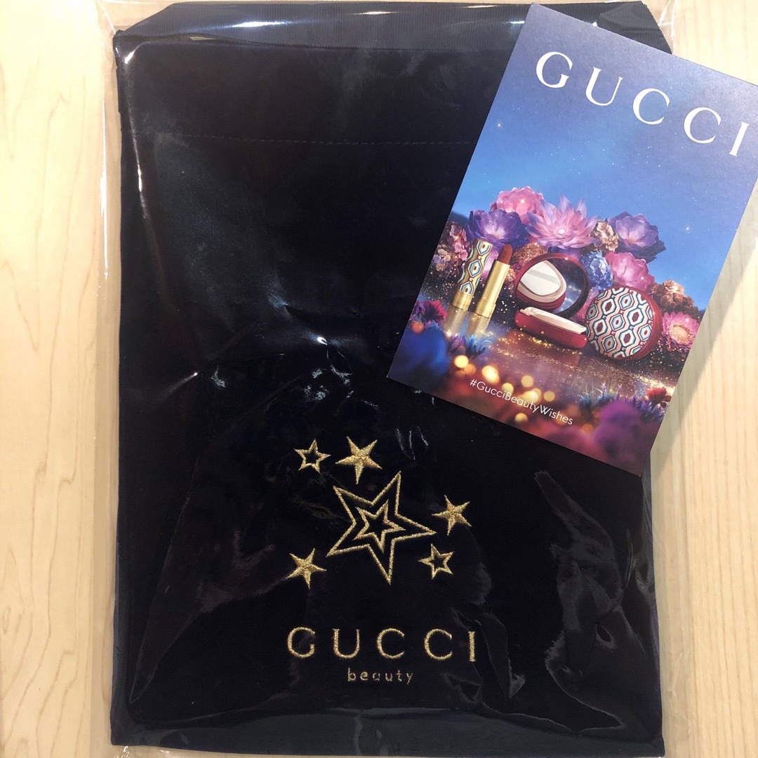 Gucci(グッチ)のGUCCI beauty  グッチ　ベルベット　刺繍　巾着　ポーチ　ノベルティ レディースのファッション小物(ポーチ)の商品写真