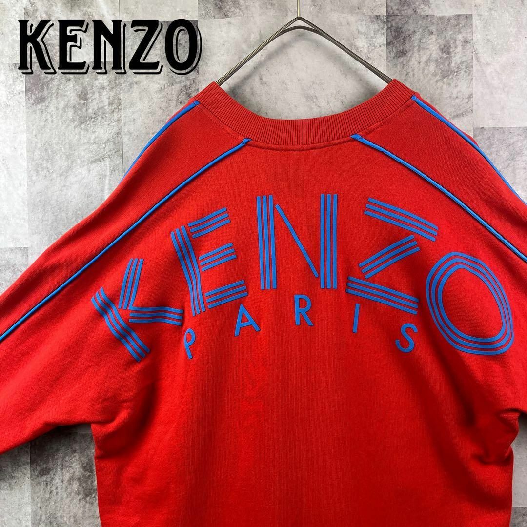 希少 KENZO ケンゾー ビッグアーチロゴ スウェット Ｖネック レッド M | フリマアプリ ラクマ