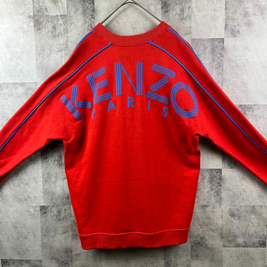 希少 KENZO ケンゾー ビッグアーチロゴ スウェット Ｖネック レッド M-