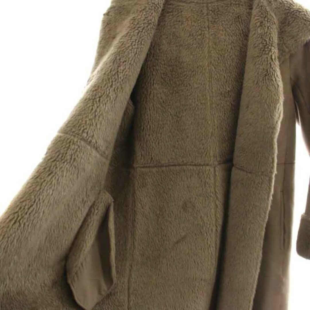 qualite(カリテ)のカリテ ムートンコート フェイクムートン フード ロング シングル 36 S 茶 レディースのジャケット/アウター(ムートンコート)の商品写真