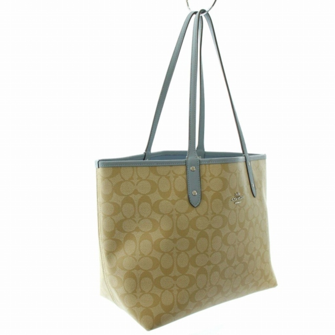 COACH(コーチ)のコーチ リバーシブル トートバッグ シグネチャー PVCレザー 鞄 茶 水色 レディースのバッグ(トートバッグ)の商品写真