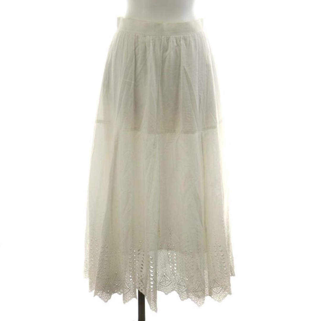 ジャスグリッティー 23SS 裾刺繍フレアスカート ミモレ ロング 2 M 白約84cmスカート丈