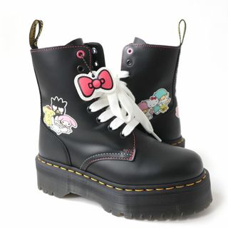 ドクターマーチン(Dr.Martens)の極美品☆ドクターマーチン JADON HK+F HELLO KITTY AND FRIENDS コラボ サイドZIP レザー 厚底 8ホールブーツ UK4 レディース 箱付き(ブーツ)