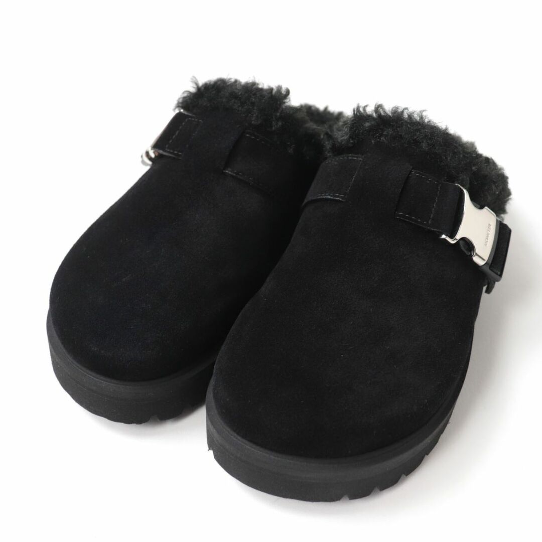 未使用品☆MONCLER モンクレール 21AW MON MULE スウェードレザー ボアミュール/サボサンダル ブラック イタリア製 35 レディース 箱付約25cmワイズ