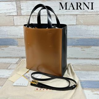 マルニ(Marni)のMARNI　マルニ　ミュゼオ　ハンドバッグ　ショルダーバッグ　ブラック×ブラウン(ショルダーバッグ)