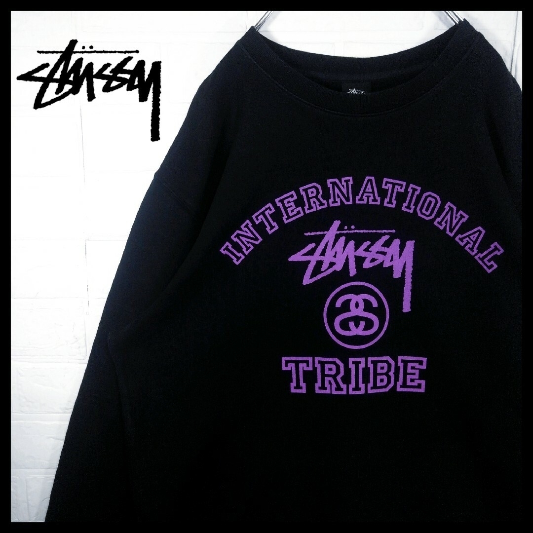 STUSSY - 《STUSSY》00s'old stussy ビッグシルエットスウェット 黒×紫