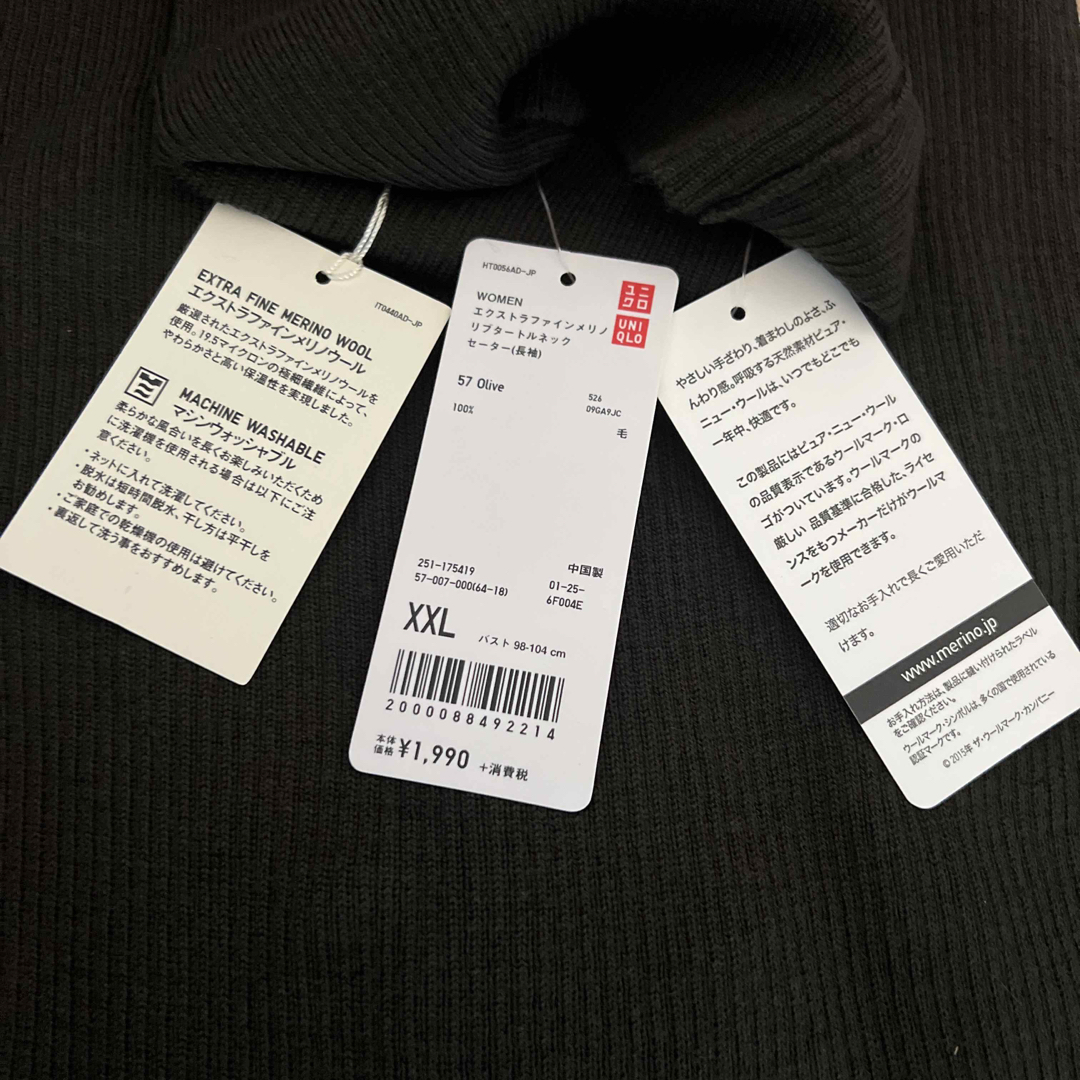 UNIQLO - 新品タグ付○エクストラファインメリノリブタートルネック ...