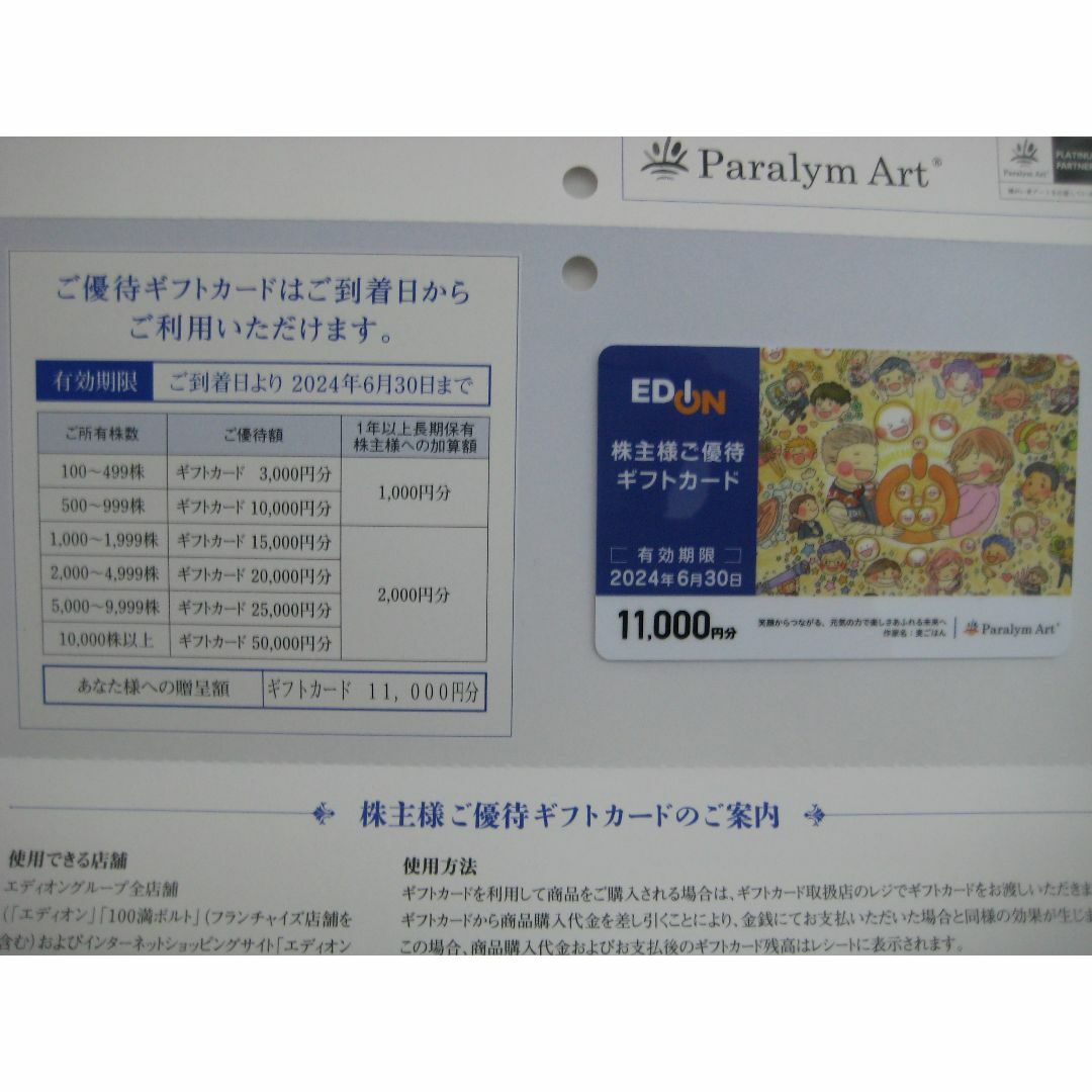 ☆匿名配送 エディオン 株主優待カード 11,000円分 ☆匿名配送 エディオン 株主優待カード 11,000円分