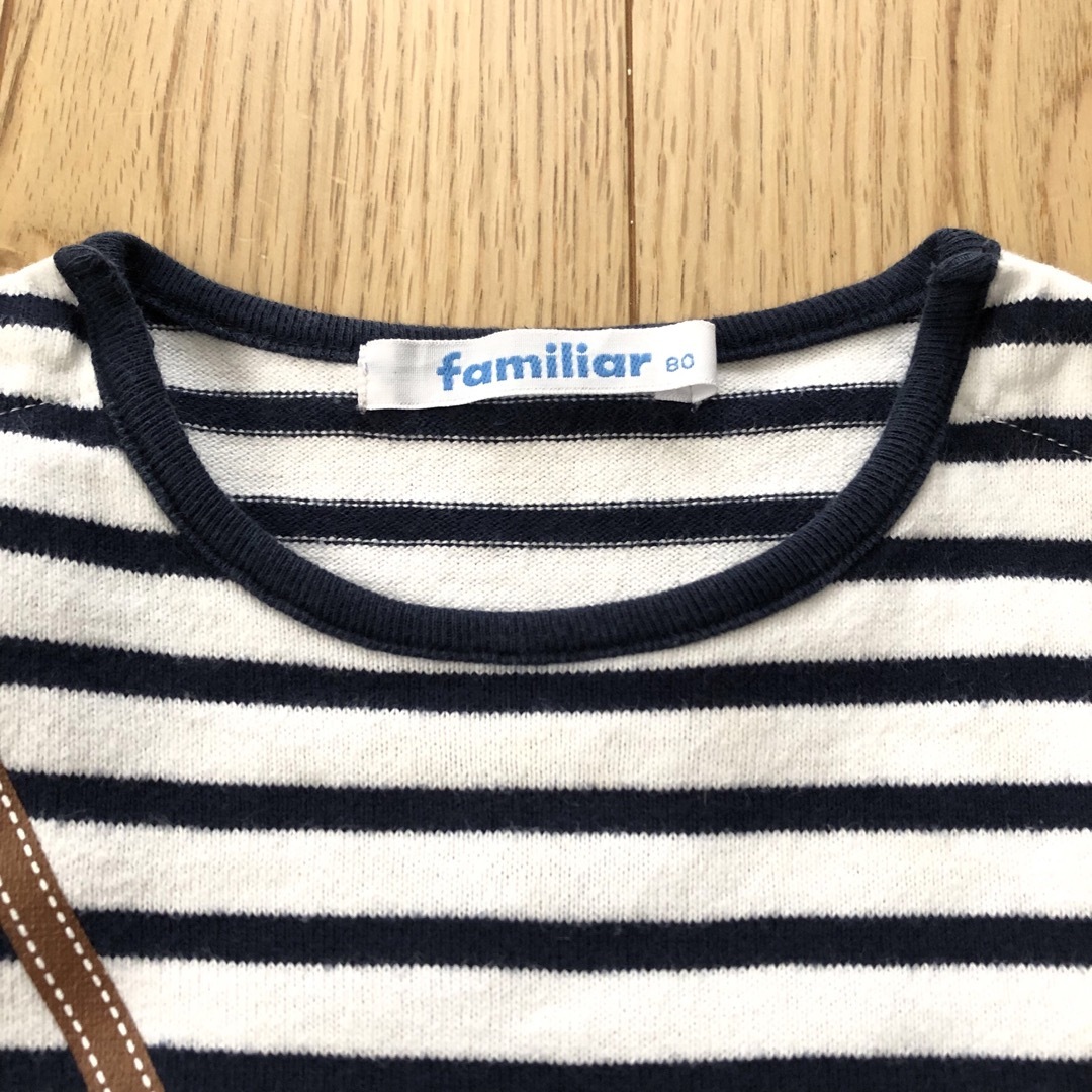 familiar(ファミリア)のfamiliar ファミリア ボーダー ワンピース テリア チュニック 80 キッズ/ベビー/マタニティのベビー服(~85cm)(ワンピース)の商品写真