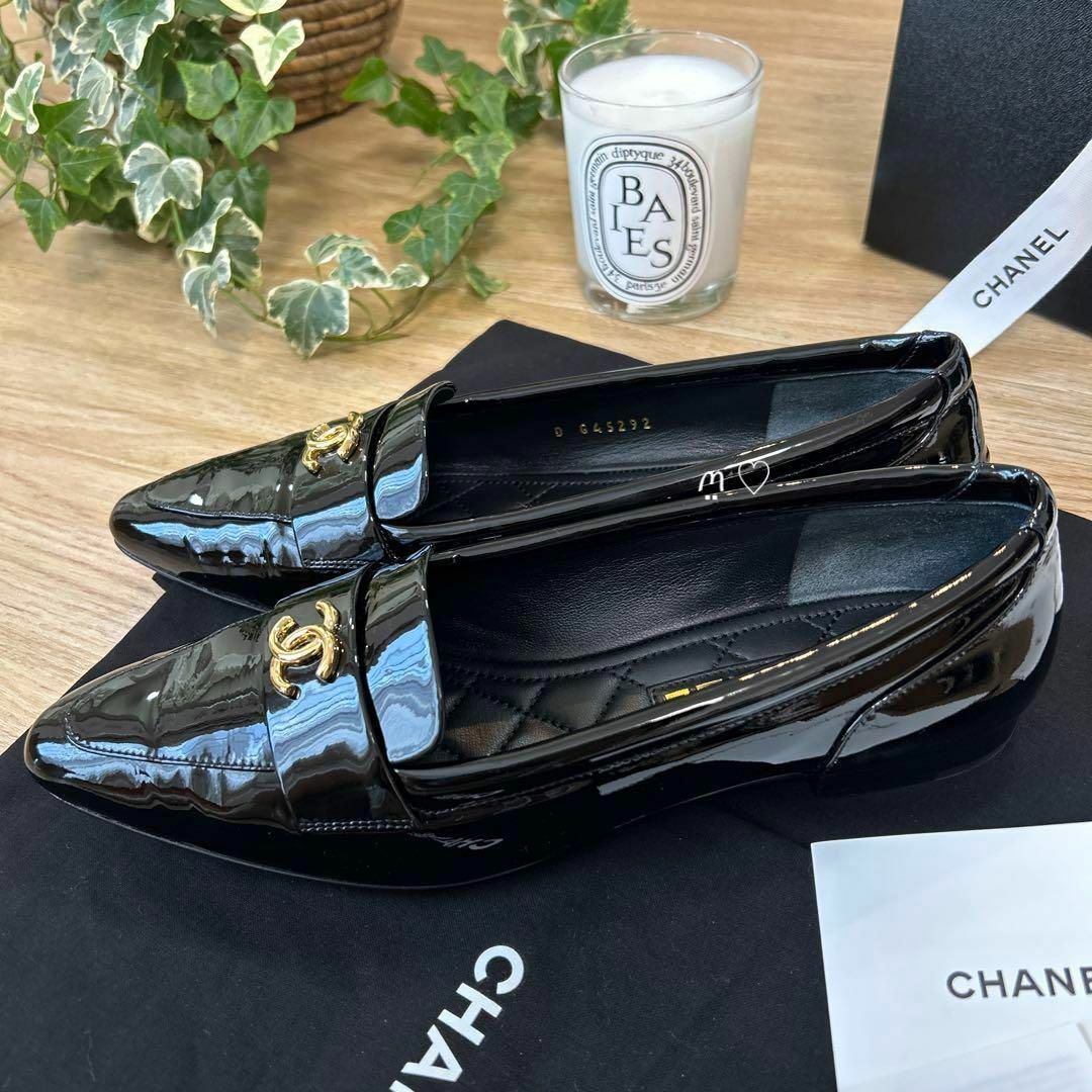 今季新作 CHANEL シャネル ココマークモカシン ローファー 38 24cm