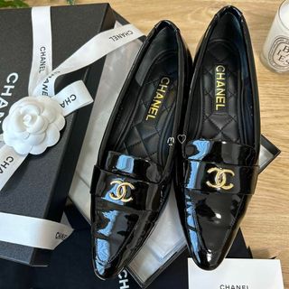 今季新作 CHANEL シャネル ココマークモカシン ローファー 38 24cm