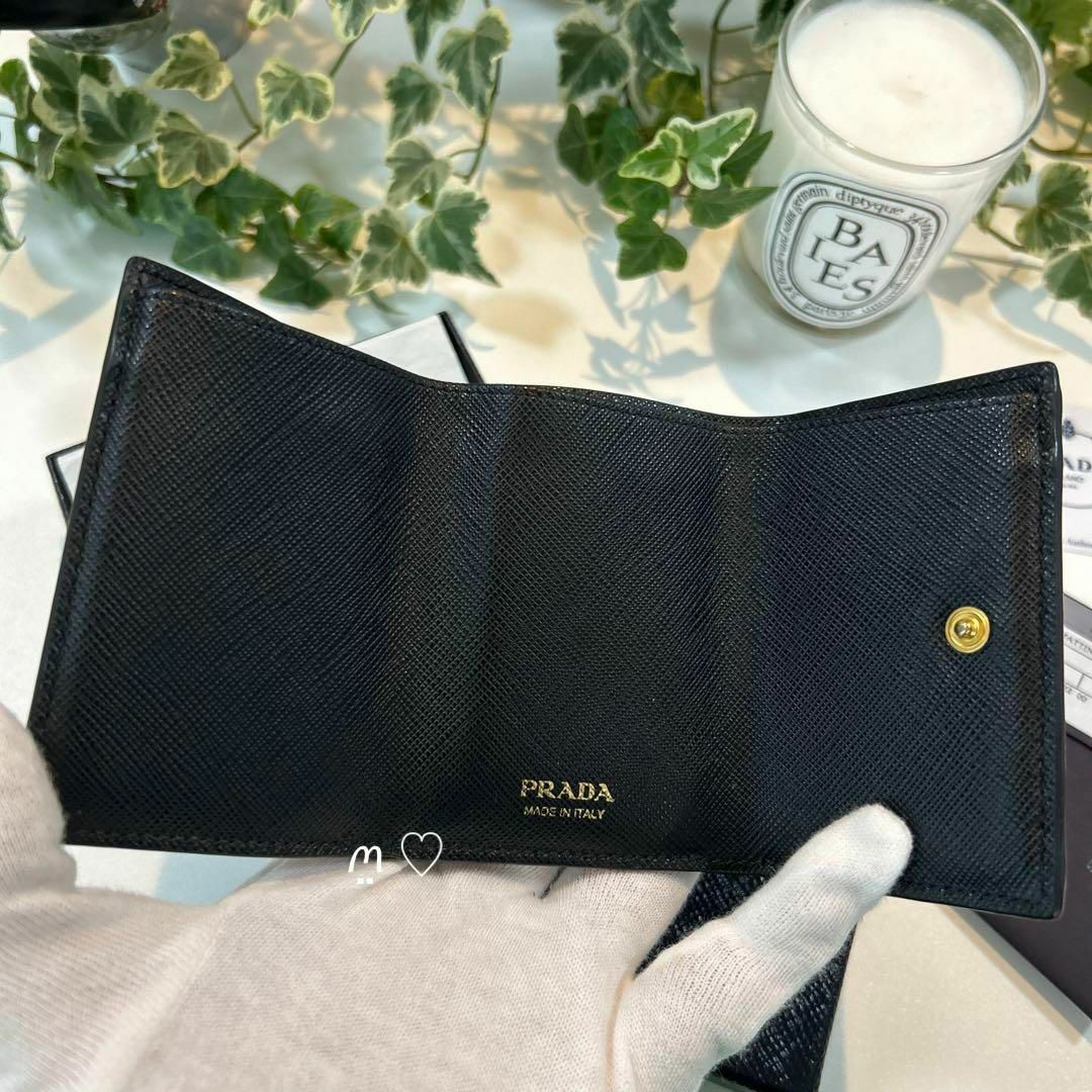 PRADA プラダ サフィアーノレザー三つ折り財布 コンパクトミニウォレット-