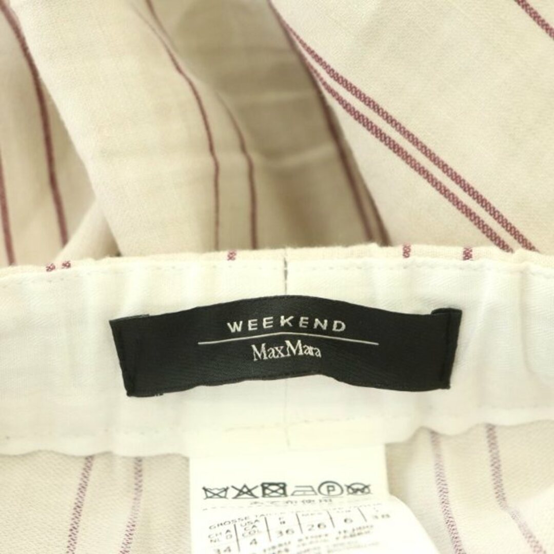 マックスマーラ ウィークエンドライン リネン ストライプ ワイドパンツ イージー33cm裾幅