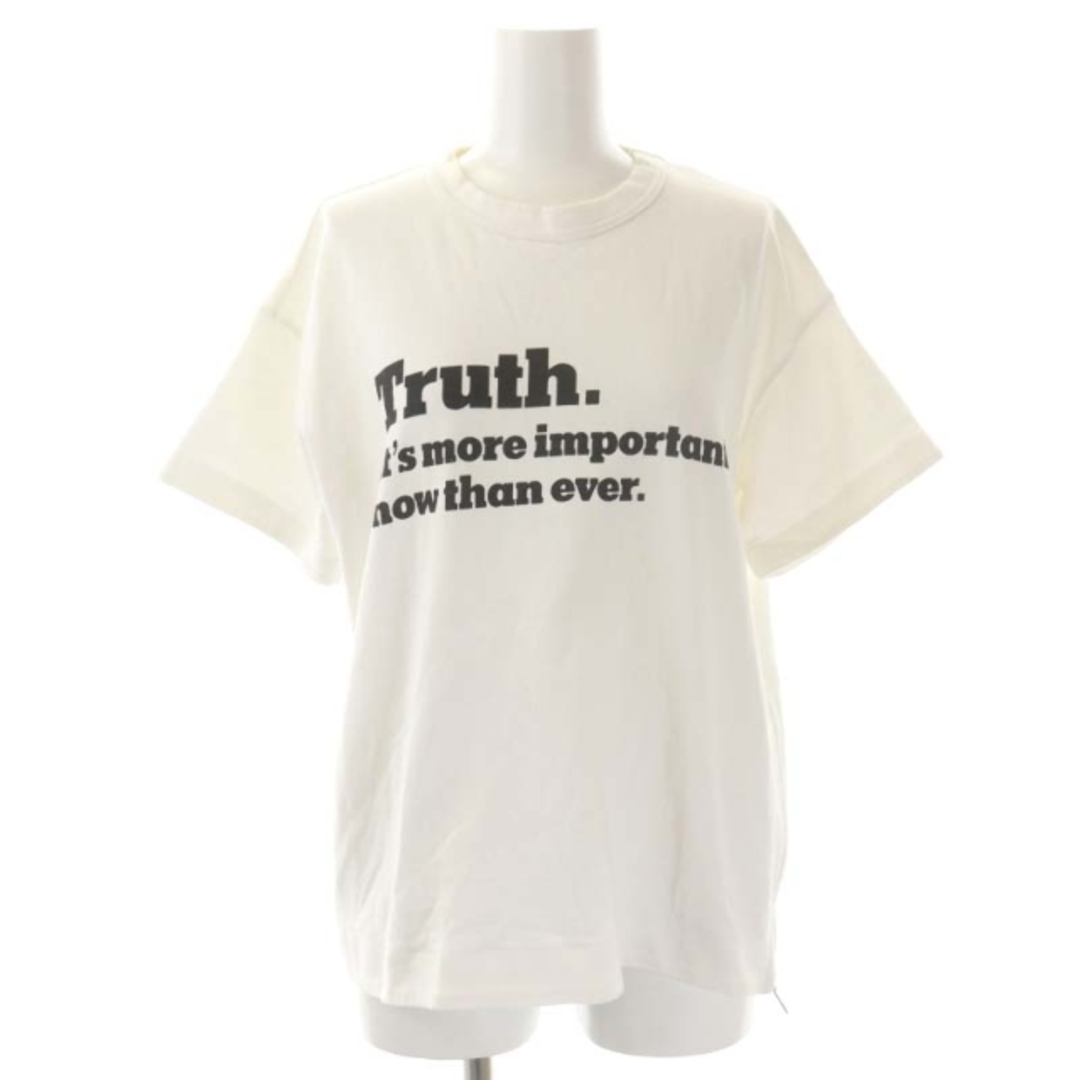 Sacai サカイ 18AW NEW YORK TIMES Truth TEE 18-04000 ニューヨークタイムズプリントTシャツ サイドジップ半袖カットソー ホワイト レディース540センチ肩幅