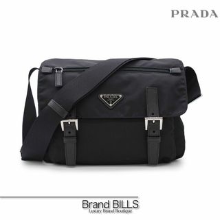 プラダ(PRADA)の未使用品 プラダ Re-Nylon ショルダーバッグ テスート レザー 1BD953 NERO ブラック ロゴプレート トライアングルロゴ ユニセックス(ショルダーバッグ)