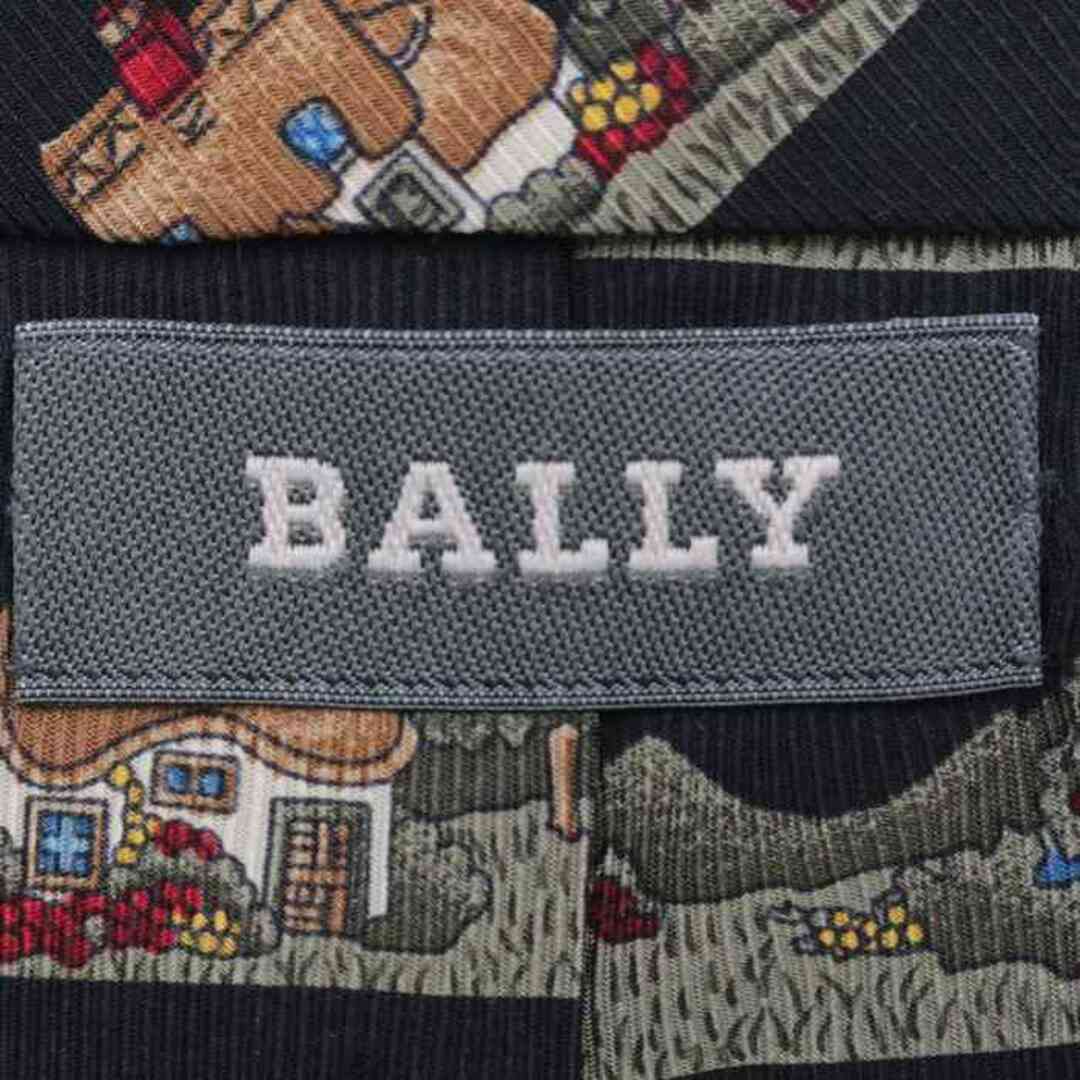 Bally(バリー)のバリー ブランド ネクタイ シルク 総柄 ボーダー柄 メンズ ブラック BALLY メンズのファッション小物(ネクタイ)の商品写真