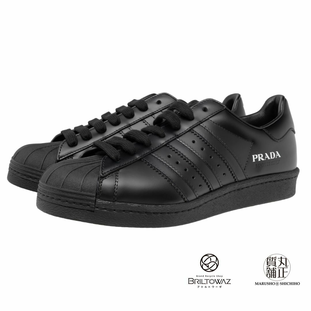 プラダ PRADA×adidas SUPERSTAR スニーカー 23.5cm レディース 黒 レザー FW6679 ローカット プラダ アディダス 靴 コラボアイテム 【新品】【未使用】【ブリルトワーゼ】【丸正質舗】【質屋】（M211957h）