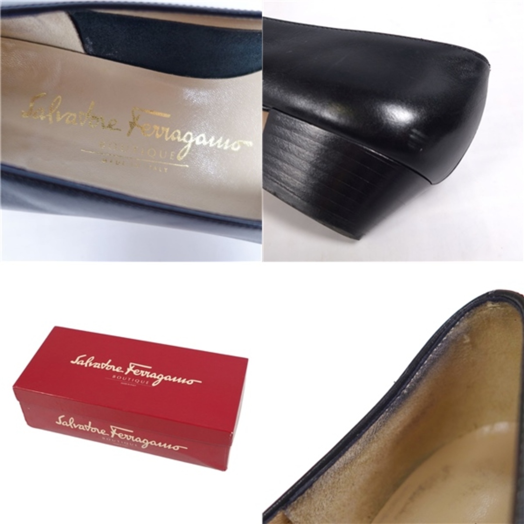 Salvatore Ferragamo(サルヴァトーレフェラガモ)のサルヴァトーレ フェラガモ Salvatore Ferragamo パンプス ヴァラ カーフレザー ヒール シューズ 靴 レディース イタリア製 6 1/2C(24cm相当) ブラック レディースの靴/シューズ(ハイヒール/パンプス)の商品写真