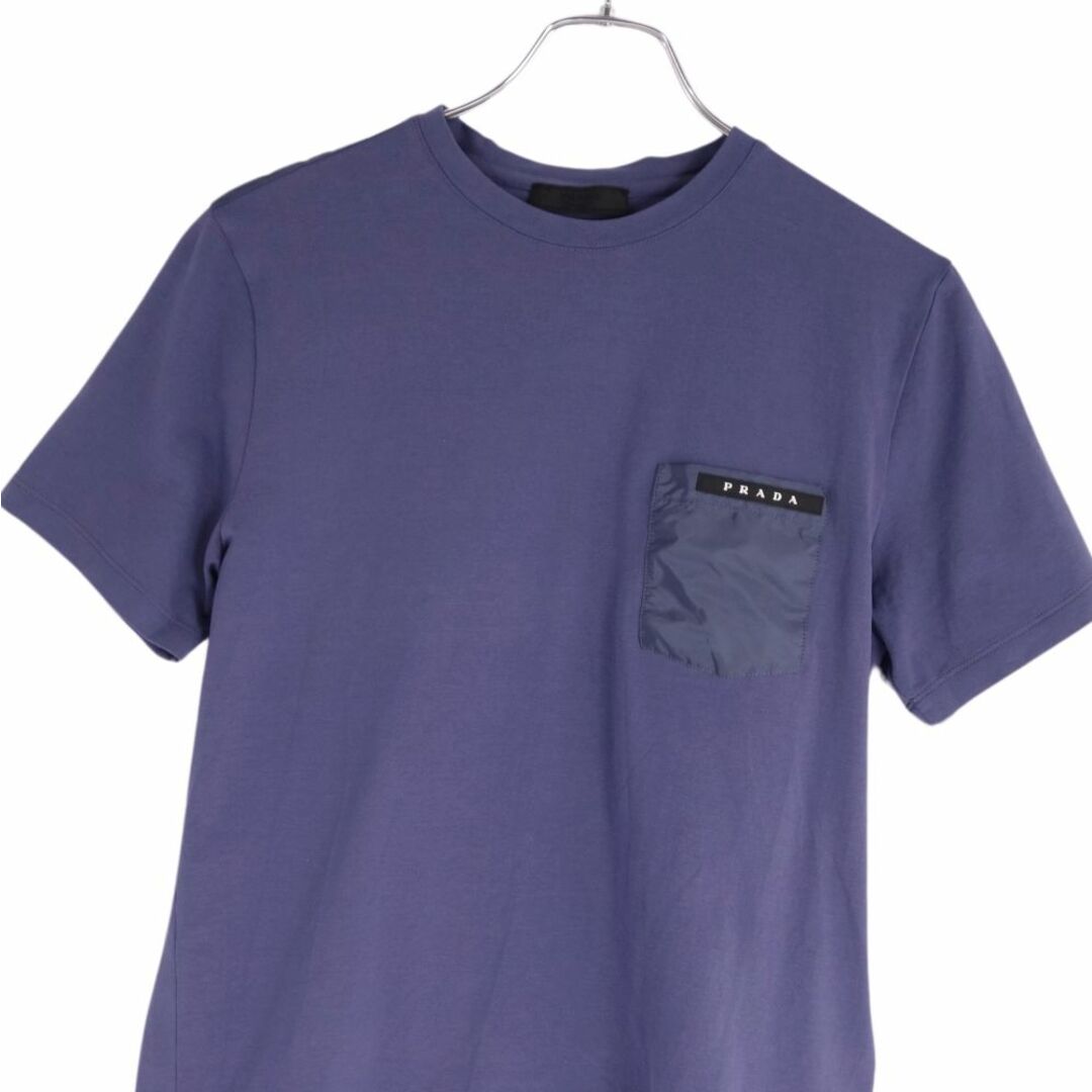 美品 プラダ PRADA Tシャツ カットソー ショートスリーブ ポケット コットン トップス メンズ S ネイビー 1