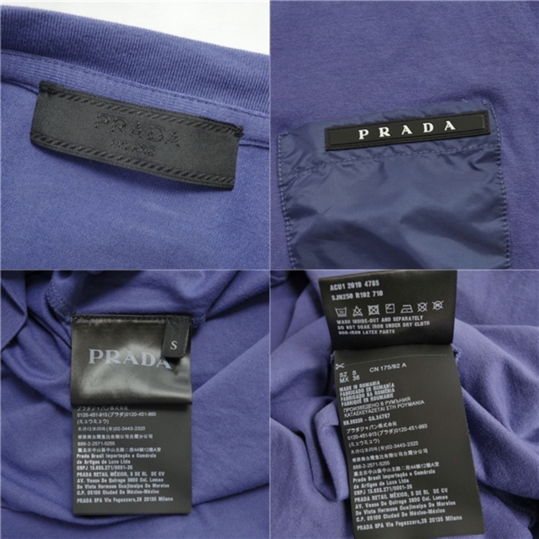 美品 プラダ PRADA Tシャツ カットソー ショートスリーブ ポケット コットン トップス メンズ S ネイビー 4